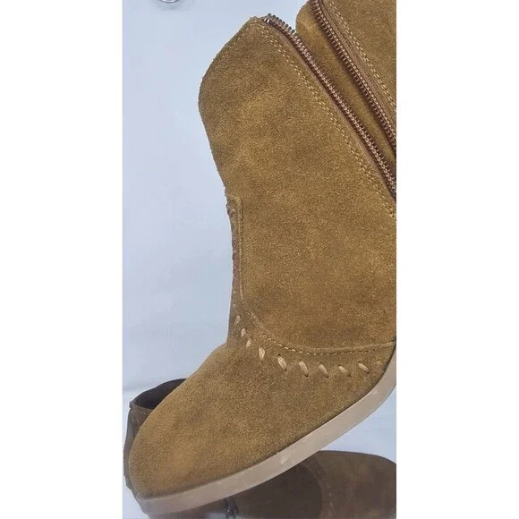 Minnetonka Melissa Bootie Womens 9.5 Dusty Brown Suede Side Zip Ankle 81033 - Picture 15 of 16
